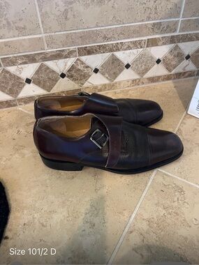 Men's Brown Leather Double Monk Strap Dress Shoes